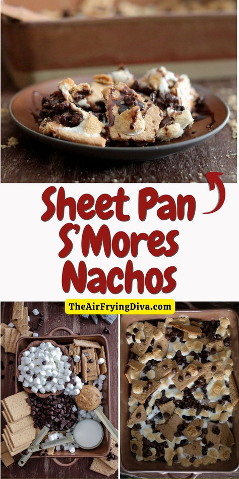 Best S'Mores Nachos- Sheet Pan Recipe! Sheet Pan Dessert, Oven Smores, Sheet Pan Desserts, Food Western, Baked Smores, Dessert Nachos, Pan Desserts, Simple Food Recipes, Nachos Recipe Easy