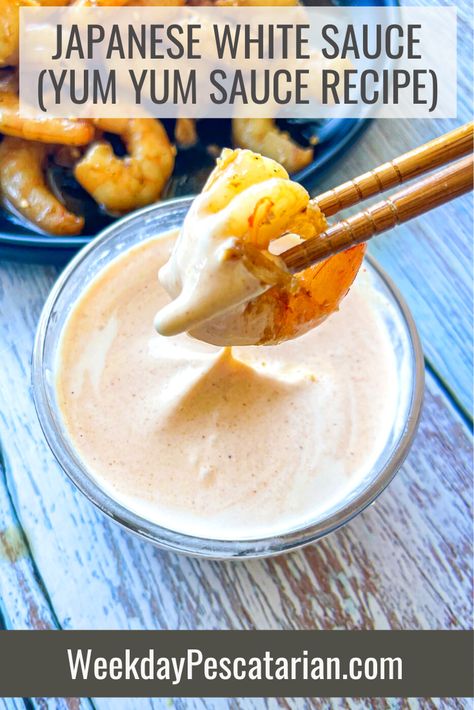 Japanese White Sauce Recipe, Hibachi Salmon, Chicken Hibachi, Japanese White Sauce, Yum Sauce Recipe, Yum Yum Sauce Recipe, Salmon Salads, Hibachi Sauce, Hibachi Shrimp