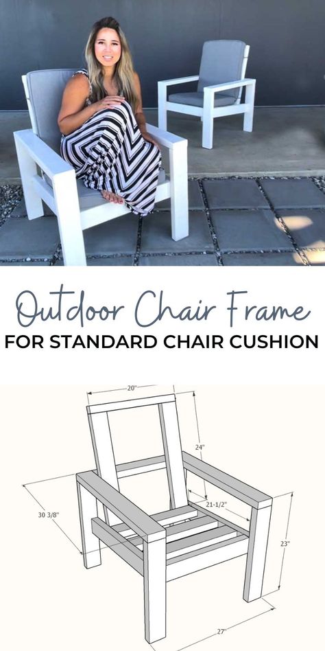 Diy Wood Chairs Outdoor Easy, Adrionic Chair Diy, Anna White Outdoor Furniture, Small Wood Chair Diy, Easy Outdoor Chair Diy, Outdoor Furniture Plans Wood, Diy Outdoor Chair Plans, Diy 2x4 Chair, Outdoor Dining Chairs Diy