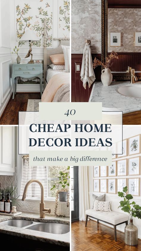 40 Cheap Decor Ideas to Improve Your Home for Under $100 Simple Ways To Decorate Your Home, Affordable Home Decor Ideas, Home Decorating Tips, Cheap Decorating Ideas For Home, Decorating New Home, Cheap Decor Ideas, Tall Wall Decor, Cheap Home Decor Ideas, Redecorating Ideas