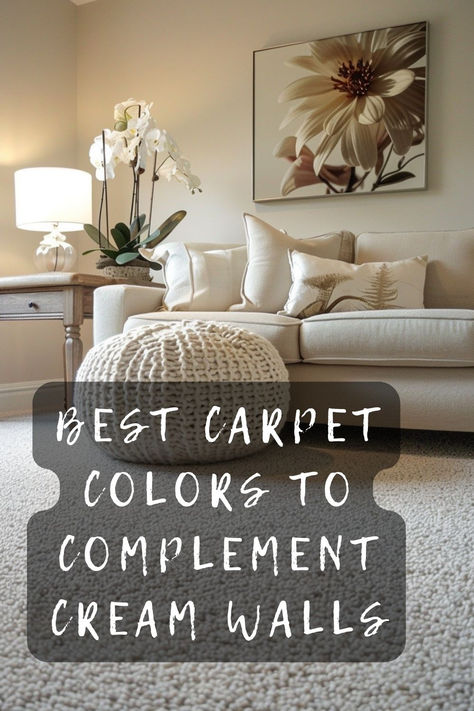 Need a carpet that matches your cream walls? 🏠✨ Explore top carpet colors that blend beautifully with a creamy backdrop. Click for stylish ideas! �🎨🛋️ #HomeDecor #InteriorDesign #CreamWalls #CarpetColors #RoomMakeover Living Room Carpet Color Ideas, Brown Carpet White Walls, Paint And Carpet Color Combinations, Living Room Wall To Wall Carpet, Carpet On Carpet Living Room, Carpet Colors With White Walls, Living Room Carpet Ideas Wall To Wall, Lounge Carpet Ideas, Living Room With Carpet Floors