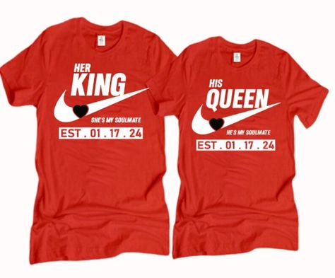 King and Queen Couple Shirts, Matching Couple Shirts, Valentines Day, Anniversary Shirts, Wedding Shirts, Love T-shirts, Shirts for Couples - Etsy Couples Trip Shirts, Couple Trip Shirts, Valentine Day Shirts, Couple Shirts Matching, Cut Up T Shirt, Anniversary Shirts, Shirts For Couples, Matching Hoodies For Couples, Girlfriend Shirts