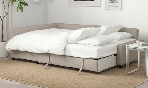 Corner Sofa Bed For Small Spaces, Pull Out Couch Ikea, Ikea Couch Bed Sleeper Sofas, Ikea Sofa Bed Guest Room, Living Room With Sleeping Area, Hide A Bed Couches, Sofa Bed Sectional Small Spaces, Couch Queen Bed, Futon Sofa Bed Living Room