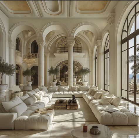 White Mansion Living Room, All White Mansion, Dream Home Living Room Luxury, Luxury Home Interior Aesthetic, White Manor House, Old Money Mansion Living Room, Old Money Style House Interior, House Interior Old Money, Rich House Living Room