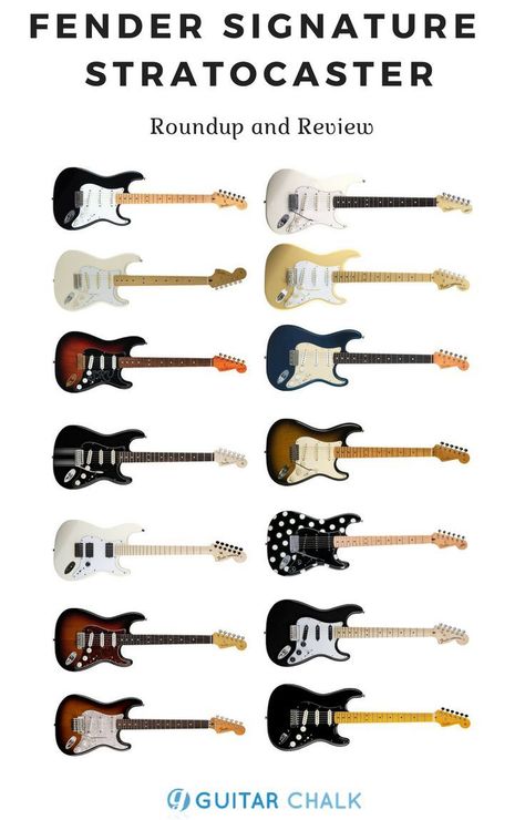 Roundup of Fender signature model Stratocaster electric guitars, https://www.guitarchalk.com/list-fender-stratocaster-signature-models/ #guitar #fender #electricguitars #geartalk Stratocaster Aesthetic, Fender Aesthetic, Guitar Equipment, Fender Guitars Stratocaster, Guitar Fender, Guitar Books, Music Theory Guitar, Miniature Guitars, Fender Strat