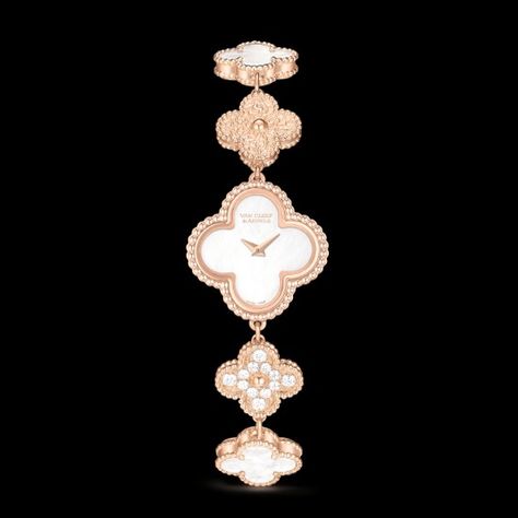 Van Cleef Watch, Alhambra Watch, Van Cleef & Arpels, Vvs Diamond, Luxe Jewelry, Rose Gold Case, Rose Gold Bracelet, Gold Case, Van Cleef Arpels