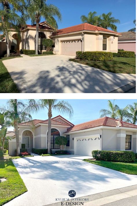 Terracotta Roof House, Outside House Paint Colors, Stucco House Colors, Outdoor House Paint, Florida Style Homes, Outside House Paint, Red Roof House, Stucco Colors, Stucco House