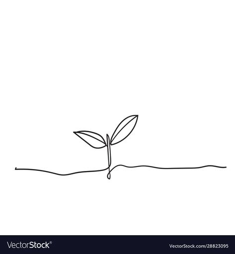 Growing Seed Tattoo, Sprouting Seed Tattoo, Small Tattoos Growth, Line Art Plant Drawings, Bean Sprout Tattoo Simple, Sprout Drawing Cute, Seedling Tattoo Simple, Seed Tattoo Sprouting, Sprout Tattoo Plant