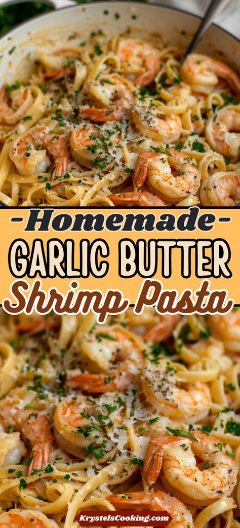 Looking for a quick dinner idea? Try this easy garlic butter shrimp pasta recipe! With a hint of lemon for added zest, it’s a delicious and effortless meal. Garlic Butter Noodles With Shrimp, Shrimp Recipes Stove Top, Lemon Shrimp Fettuccine Garlic Butter, Angel Shrimp Pasta, Smoked Lemon Butter Shrimp, Garlic Butter Shrimp Fettuccine, Fettuccini Shrimp Pasta, Shrimp Pasta Dinners, Quick Dinner Ideas Shrimp