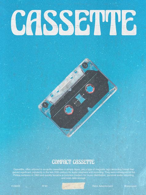 #design #poster #photoshop #inspiration #typography #creative #retro #vintage #aesthetic #retrodesign #music #musica #advertisingdesign #cassette #retromusic Retro Cassette Aesthetic, Nostalgic Poster Design, Old Vintage Posters, 90s Animation Aesthetic, Cassette Graphic Design, Casette Poster, Retro Tech Design, Vintage Nostalgia Aesthetic, Music Poster Ideas Creative