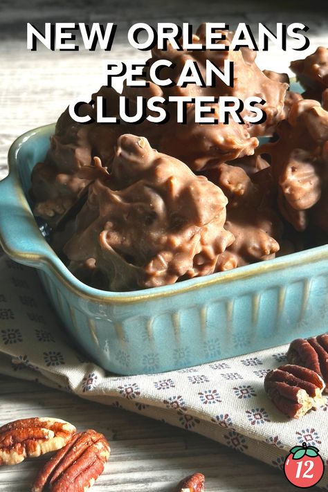 New Orleans Pecan Clusters | 12 Tomatoes Crockpot Chocolate Pecan Clusters, Crockpot Pecan Clusters, Pecan Clusters Easy, New Orleans Pecan Clusters, Pecan Clusters Recipe, Chocolate Pecan Clusters, Pecan Clusters, Pecan Candy, Pecan Desserts Recipes