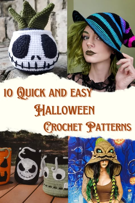 Crochet Projects Halloween Free, Spooky Season Crochet Patterns, Quick Crochet Halloween Costume, Crochet Halloween Clothes Patterns Free, Crocheted Halloween Hats, Slouchy Witch Hat Crochet Pattern Free, Halloween Crochet For Beginners, October Crochet Patterns, Halloween Hats Crochet