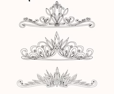 Tiara Design Drawing, Dainty Tiara Tattoo, Tiara Tattoos For Women, Simple Tiara Drawing, Female Crown Tattoo Design, Tiara Tattoo Small Simple, Tiara Sketch, Princess Tiara Tattoo, Tiara Drawing