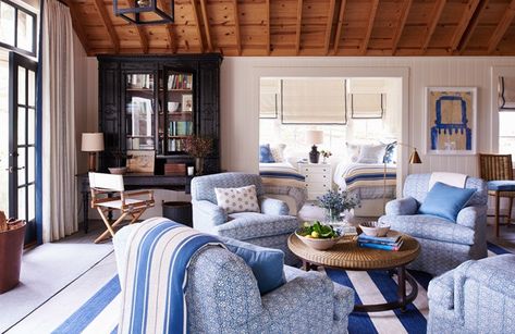 Decor Marin, Mark Sikes, Sleeping Nook, Cottage Bungalow, Blue White Decor, Marin County, Beach House Ideas, Beautiful Rooms, White Rooms