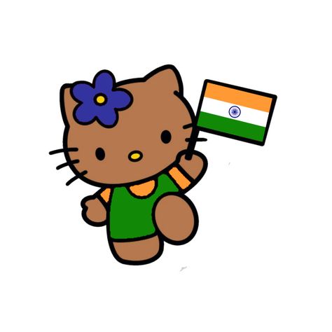 Hello Kitty Indian Flag, Indian Hello Kitty, Asian Flags, Nepal Flag, Funny Accidents, Beach Icon, India Flag, Indian Flag, Doll Party