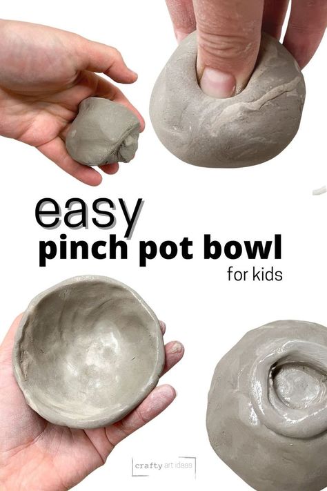 hand making different pinch pots Pinched Clay Pots, Thumb Pots Clay, Polymer Clay Pinch Pots, Pinch Pot Technique, Easy Clay Bowls, Hand Clay Projects, Diy Pinch Pots, Preschool Air Dry Clay Projects, Nature Pinch Pots