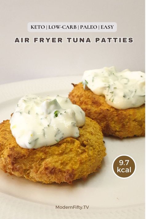 Air fryer can tuna patties on a plate Canned Tuna Patties, Air Fryer Tuna Patties, Tuna Balls Recipe, Tuna Balls, Tuna Croquettes, Air Fryer Tuna, Breakfast Ideas Low Carb, How To Cook Tuna, Healthy Keto Meals