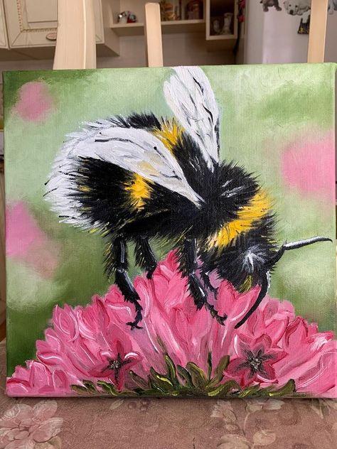 Painting Ideas On Canvas Dragonfly, Paintings Of Bees Acrylic, Honey Bee Painting Acrylic, How To Paint A Bee, Bumble Bee Painting Acrylic, Bee Canvas Painting, Bee Painting Acrylic, Bee Art Painting, Bee Acrylic Painting