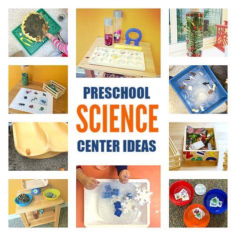 Preschool Science Center Ideas, Science Center Ideas, Science Area Preschool, Preschool Science Center, Prek Centers, Science Center Preschool, Pre-k Science, Preschool Science Activities, Preschool Centers