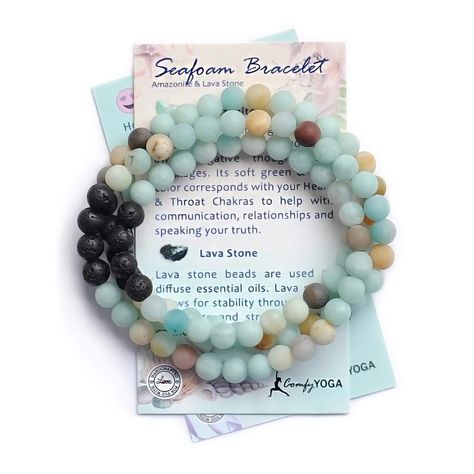 PRICES MAY VARY. "Seafoam” Aromatherapy Wrap Bracelet (Matte Amazonite and Lava Stones): Add a few drops of your favorite essential oil (not included) to the porous Lava stones, let dry, refresh every 1-3 days. Surprise your loved ones with this fine piece of aroma jewelry – USA handmade! USA Handmade: All our diffuser bracelets (wrap bracelets) are handmade in the USA with love! As a small women owned and led business we love to lift other women up! We exclusively use the highest quality stones Essential Oil Bracelet, Aromatherapy Bracelet, Oil Diffuser Bracelet, Lava Stone Bracelet, Gemstone Properties, Lava Bracelet, Diffuser Bracelets, Crystal Beads Bracelet, Yoga Jewelry