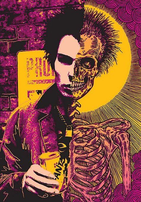 Punk art, skeletons, etc Horror Punk Art, Punk Magazine, Ben Brown, Pale Lager, Punk Culture, Horror Punk, Punk Poster, Goth Subculture, Rock Artists