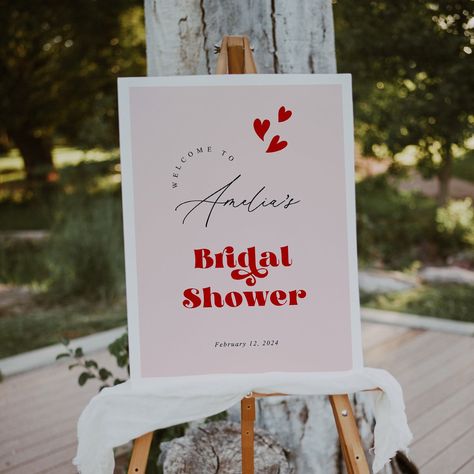 Bridal Shower 2024, Bridal Shower Poster, Retro Bridal Showers, Graphic Business, Modern Bridal Shower Invitations, Retro Bridal, Bridal Shower Sign, Modern Bridal Shower, Welcome Sign Template