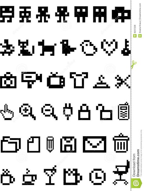 Pixel Icon Set Royalty Free Stock Photos - Image: 8237228 Photo Pixel, Pixel Icons, Easy Pixel Art, 8bit Art, Hama Bead, Simple Designs To Draw, Pixel Design, Pixel Art Games, Pixel Art Design