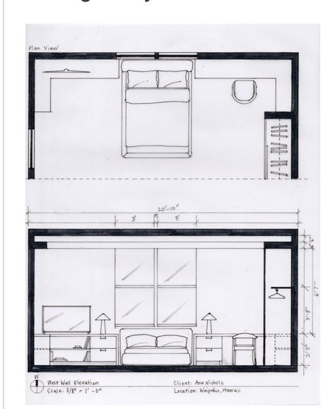 Poster Architecture Presentation, Bedroom Section, Sketch Plan, Interior Architecture Sketch, Poster Architecture, Interior Design Sketchbook, Interior Design Student, Furniture Design Sketches, Drawing Interior