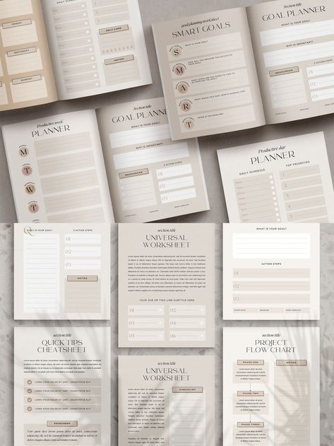 Workbook Template for Coaches, Canva Ebook Template for Online Course, Coachin collegeplanner #weeklymealplanner #goodnotestemplatesfreeplanner📔. Brochure Aesthetic, Canva Desktop, Workbook Layout, Powerpoint Designs, Canva Ebook Template, Blog Branding Kit, Ebook Template Design, Canva Ebook, Workbook Design