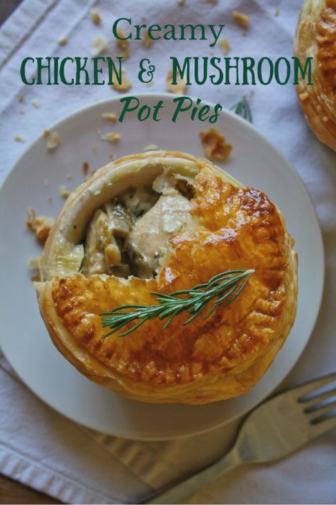 Creamy chicken and mushroom pot pies – Cupcakes and Couscous Mushroom Pot Pie, Creamy Chicken Mushroom, Steam Buns, Chicken And Mushroom Pie, Mini Pie Recipes, Chicken Pie Recipe, Chicken And Mushrooms, Meat Pie Recipe, Chicken And Mushroom