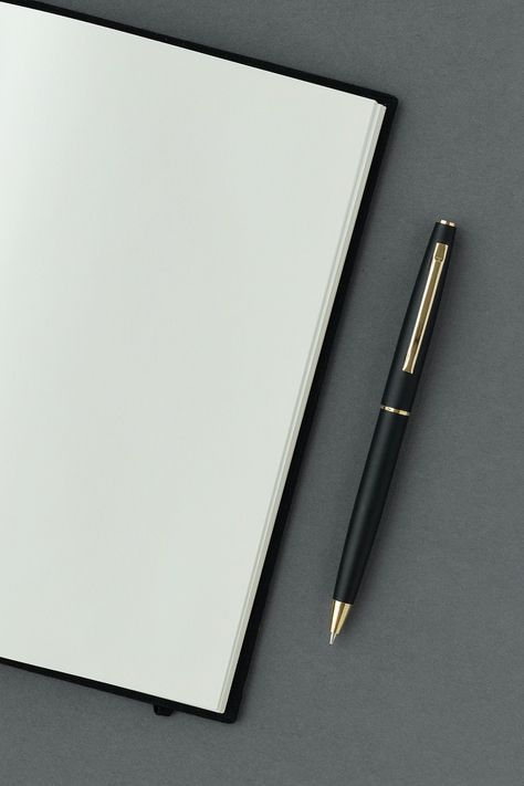 Blank plain white notebook with a black pen | premium image by rawpixel.com / Ake Notebook Pictures, Happy Republic Day Wallpaper, Pen And Notebook, White Notebook, Notebook And Pen, Leather Notepad, December Challenge, Blank Banner, Plain Background