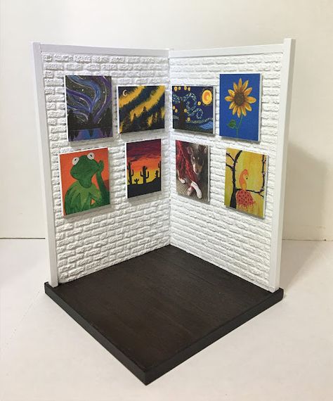 Miniature Art Gallery Diy, Mini Museum Art Project, Small Art Gallery, Mini Art Gallery, Mini Gallery, Paint Tubes, Artist Palette, Easy Diy Art, Room Box