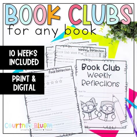 Kids Book Club Activities, Elementary Book Club, Reader Response Journals, Classroom Book Clubs, Reading Comprehension Graphic Organizers, Comprehension Graphic Organizers, 3rd Grade Books, Book Club Activities, Reading Graphic Organizers