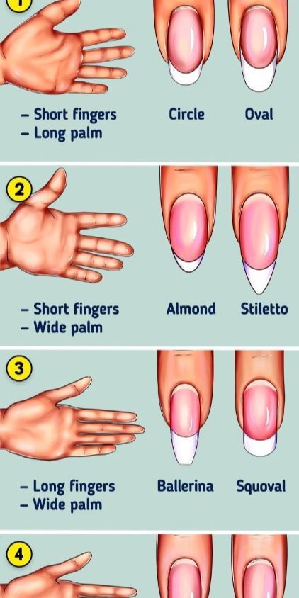 Simple Elegant Gel Nail Designs, Classy Nail Ideas Natural, Shape Of Nails Chart, Nail Styles For Wide Nail Beds, Nail Shape For Thick Fingers, Perfect Nail Shape For Your Hands, Nails Shapes For Hand Types, Acrylic Nail Shapes And Lengths, Nail Types Acrylics