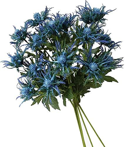 Thistle Decor, Garden Centerpieces, Flowers With Stems, Garden Centerpiece, Blue Thistle, Blue Delphinium, Plants For Garden, Sea Holly, Wedding Floral Design