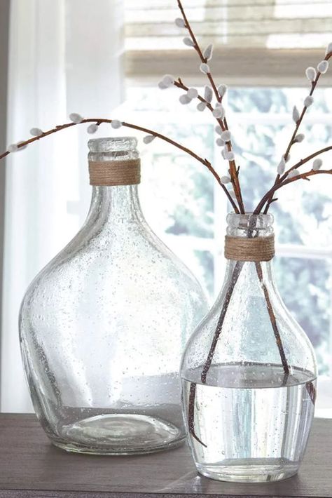 Farmhouse Vase, Cotton Stems, Clear Vases, Clear Vase, Ashley Furniture Homestore, Farmhouse Look, Decor Pillows, Floor Vase, Table Vases