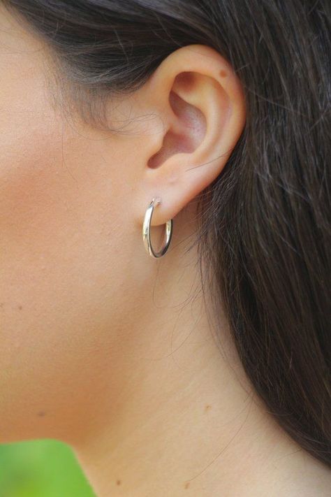 Silver Hoop Earrings, Sterling silver Hoops, Small Medium Large Boho earrings, simple minimal hoop j Hoop Earrings Diy, Black Diamond Studs, Simple Silver Jewelry, Circle Jewelry, Diamond Cluster Earrings, Hammered Hoop Earrings, Tiny Stud Earrings, Earrings Simple, Sterling Silver Hoop Earrings