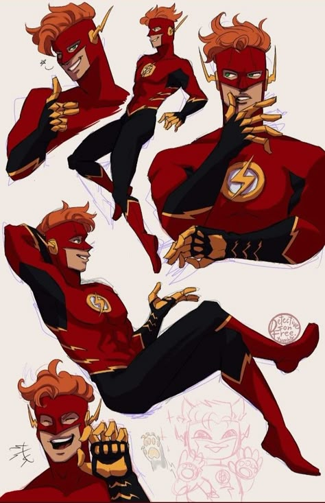 The Flash Character Design, Flash Costume Design, Wally West Redesign, Flash Oc Suit, The Flash Fanart, Cheerful Character Design, Dc Flash, Wally West Flash, Flash Suit Design