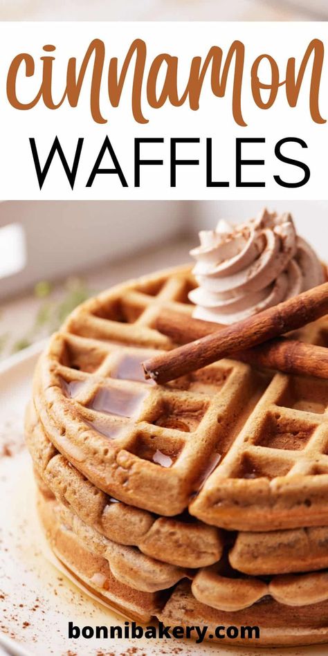 Oat Banana Muffins, Cinnamon Waffles Recipe, Muffins With Blueberries, Fall Waffles, Waffles Brunch, Apple Cinnamon Waffles, Weekend Breakfast Recipes, Cinnamon Whipped Cream, Breakfast Cinnamon