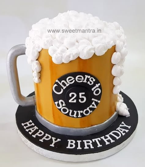 Beer Birthday Cake For Men, Beer Cakes For Men, 3d Fondant Cake, Birthday Cake Beer, 40th Birthday Cakes For Men, Kue Fondant, Birthday Beer Cake, Beer Mug Cake, Cake For Him