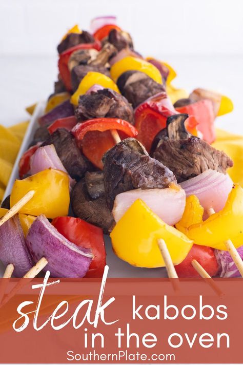 Steak Kabobs In The Oven, Beef Kabobs In Oven, Venison Kabobs, Kabobs In The Oven, Cooking Venison, Venison Steaks, Grilled Steak Kabobs, Beef Kabob Recipes, Steak Kebabs