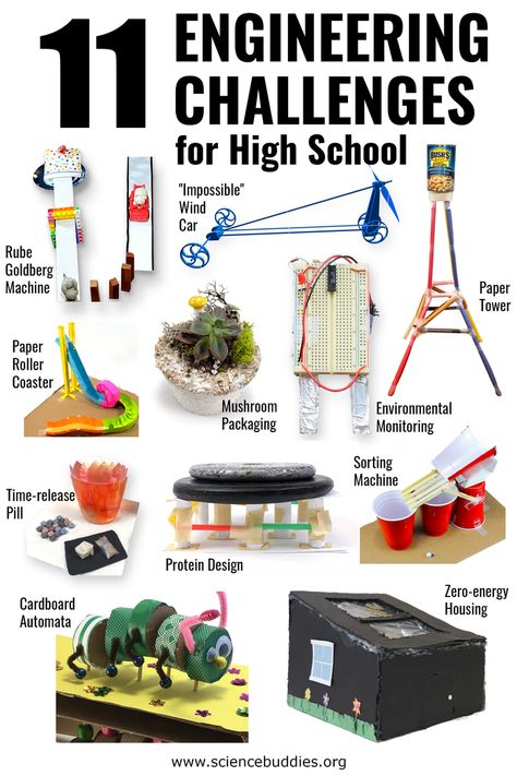 11 Engineering Challenges for High School | Science Buddies Blog Fun Engineering Projects, Science Project Middle School, Makerspace Projects Middle School, Stem Design Challenges, Engineering Activities For Middle School, Steam Ideas Middle School, Engineering Challenges High School, Stem Ideas For Middle School, Engineering Projects High School