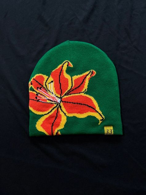 Hype Juliet Johnstone Tiger Lily Green Reversible No Cuff Beanie | Grailed Tiger Clothes, Juliet Johnstone, Graphic Beanie, Beanie Design, Cool Beanies, Green Beanie, Headwear Fashion, Beanie Fits, Streetwear Jewelry