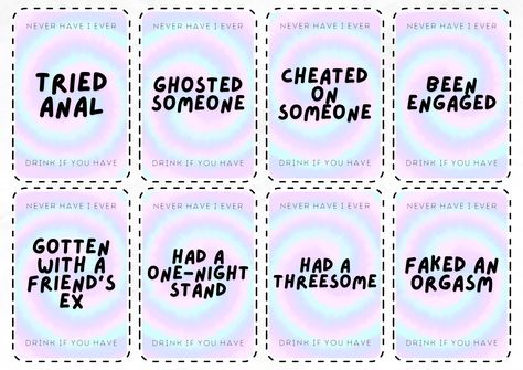 Homemade Drinking Games Cards, Never Have I Ever Drinking Game, Diy Drinking Games Cards, Drink If Questions, Drunk Card Games, Drinking Games Cards, Divorce Party Games, Tipsy Land, Silly Saturday