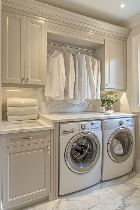 Interior Design Laundry, Laundry Room Cabinet Ideas, Elegant Laundry Room, Landry Room, Custom Laundry Room, Laundry Room/mud Room, Pantry Laundry Room, Dream Laundry Room, White Laundry