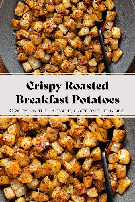 Try these Crispy Breakfast Potatoes for breakfast with eggs, roasted vegetables, or anything else you like! They also make a great side for lunch or dinner. These potatoes are crispy on the outside but still soft and fluffy on the inside. Flavorful, a little spicy, and delicious with anything you serve them with. Whole 30 Breakfast Potatoes, Diced Breakfast Potatoes In Oven, Quick Potato Breakfast Recipes, Potato Cubes Breakfast, Red Potato Recipes Breakfast, Healthy Potato Meal Prep, Breakfast Red Potatoes Skillet, Breakfast Diced Potatoes, Cheese Breakfast Potatoes