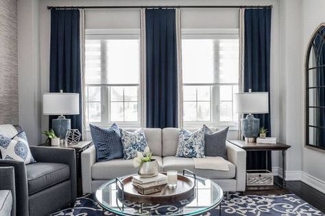 Dark Blue Curtains Living Room, Blue Wall Bedroom, Velvet Curtains Living Room, Cozy Grey Living Room, Living Room Black White, Blue Curtains Living Room, Indoor Paint Colors, Blue Grey Living Room, Living Room Navy