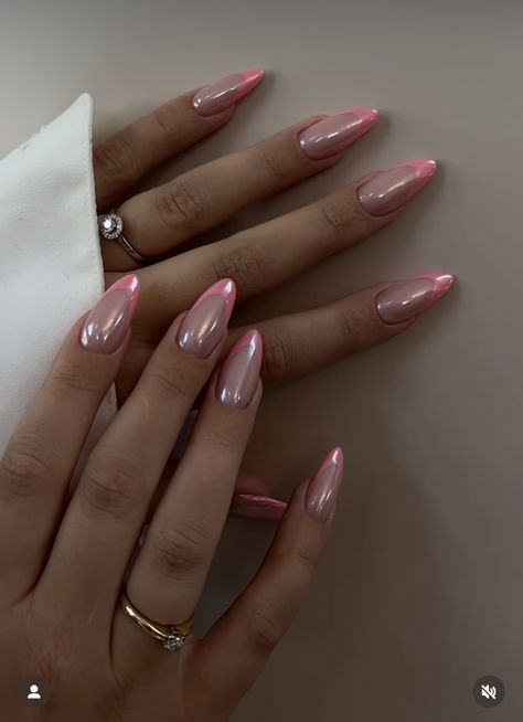 Pink chrome nails