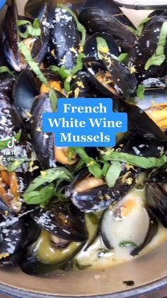 An easy, cheap recipe that’s elegant and delicious! French Mussels Recipe, Muscles Recipe, French Mussels, White Wine Mussels, Mussels Recipe White Wine, Whipped Cream Cheese Filling, Best Mussels Recipe, Mussels Recipes, Mussel Recipes