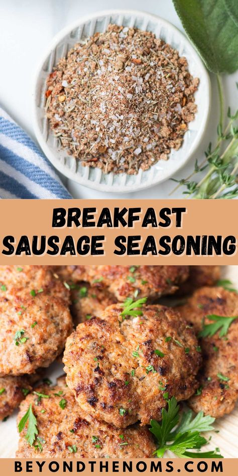 Breakfast Sausage Spices and Seasoning recipe Seasonings For Breakfast Sausage, Spices For Breakfast Sausage, Ground Sausage Seasoning, Turkey Breakfast Sausage Seasoning, Breakfast Seasoning Blend, Breakfast Sausage Spice Blend, Making Breakfast Sausage, Breakfast Sausage Seasoning Jimmy Dean, Sausage Seasoning Breakfast